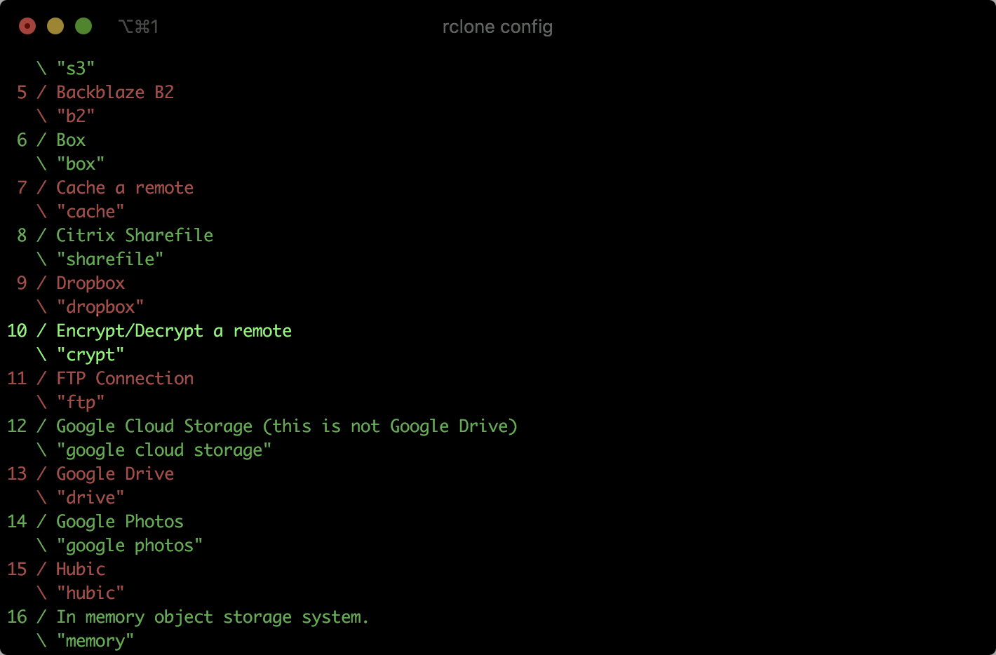 The terminal shows available remotes in rclone.