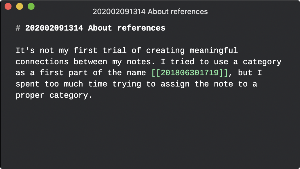 Example note with reference to another note visible in FSNotes app.