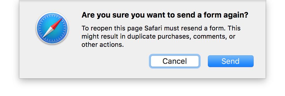 Browser notifies if you try to resend the form
